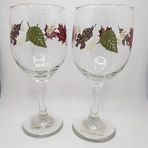 Set of 2 "Fall Leaves" Wine Glasses